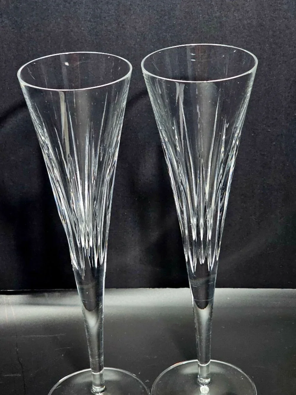 2 Miller Rogaska Soho Crystal Champagne Flutes vintage MCM fleabite Toasting 11